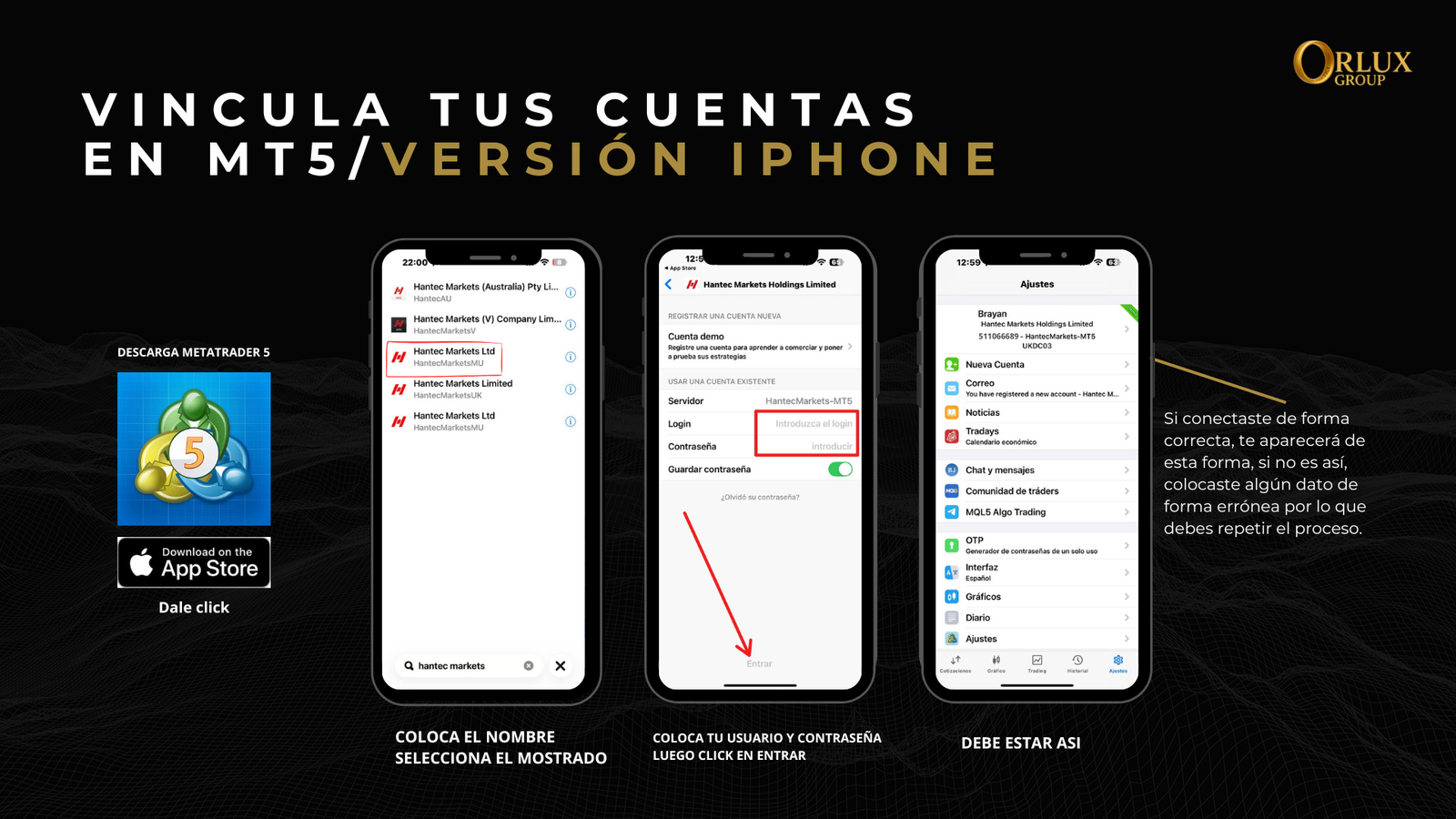 iPhone Paso 2 — Login y cuenta vinculada